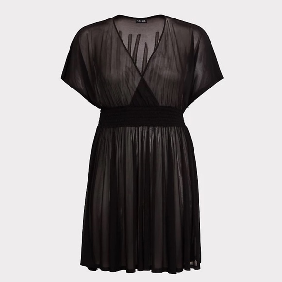 🎀 2XL BEACH DRESS SHORT PLUS SIZE COVER LARGE CITY CHIC TORRID BLACK MINI - Picture 2 of 5